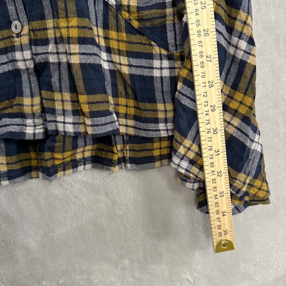 John Mark Long‎ Line Tunic Top Duster Plaid Artsy Handkerchief Hem Womens Medium - Picture 7 of 8